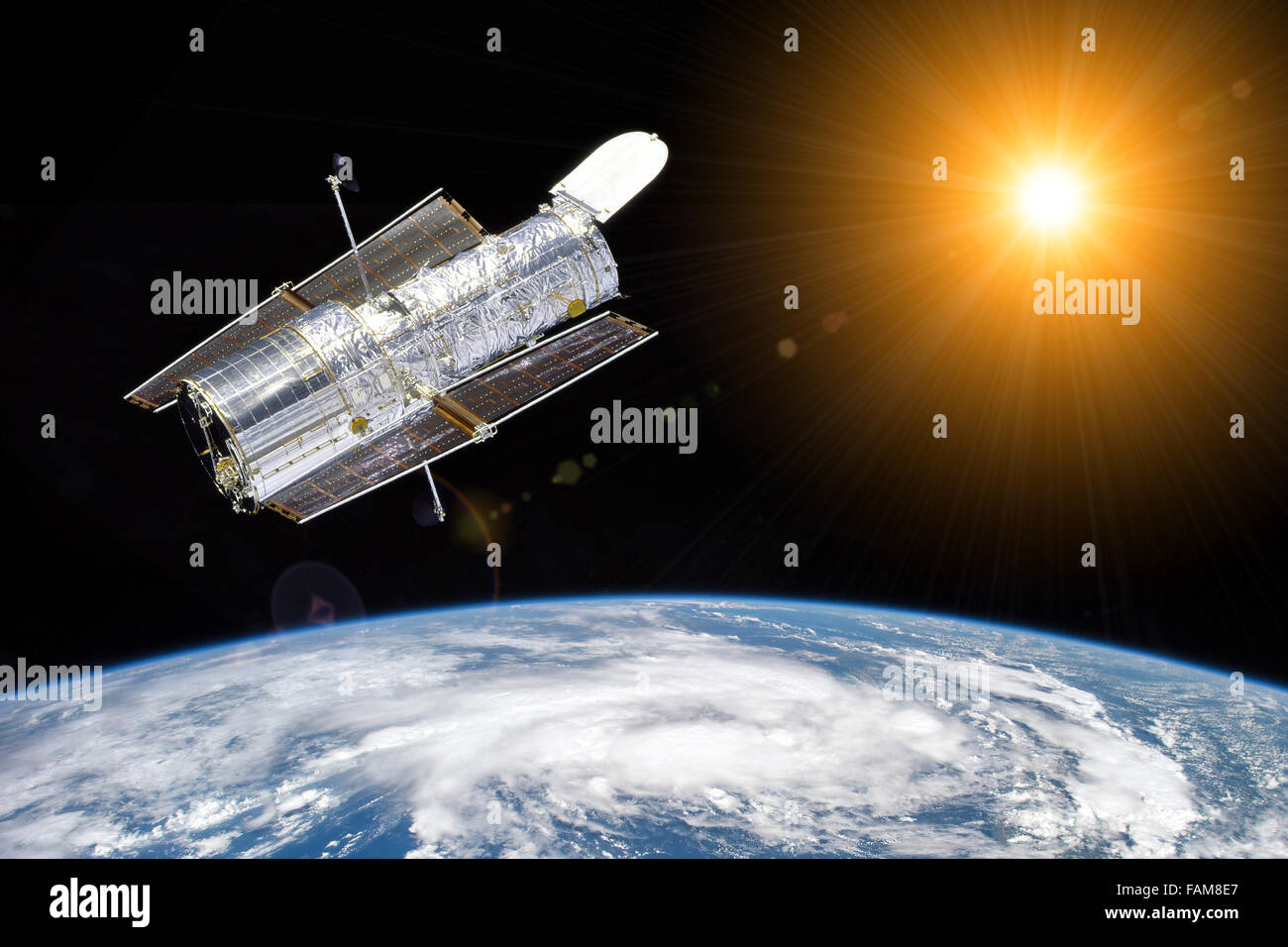 Telescopio Hubble nello spazio - elementi di questa immagine fornita dalla NASA Foto Stock