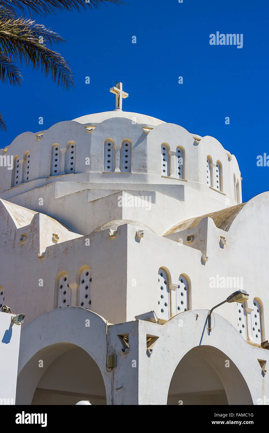 Metropolita Ortodosso Cattedrale Grecia SANTORINI, verticale Foto Stock