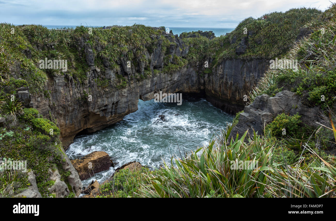 Pancake rocce vicino Punakaiki Foto Stock