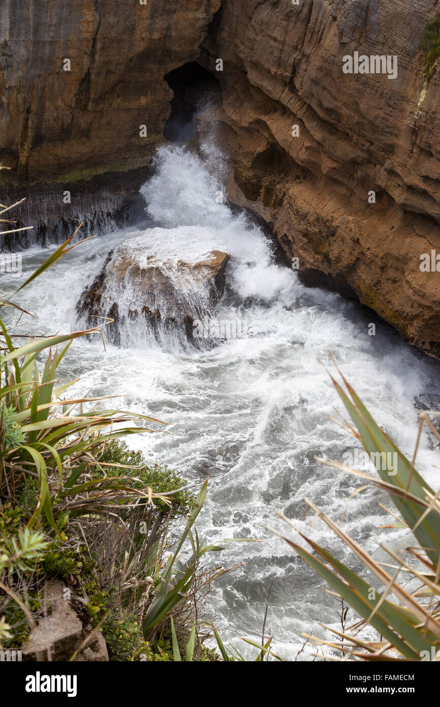 Pancake rocce vicino Punakaiki Foto Stock