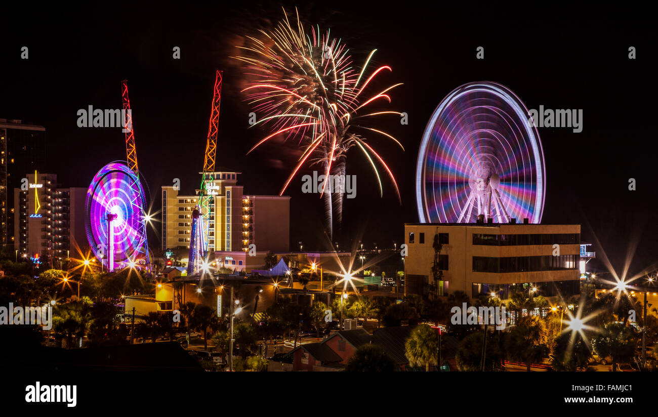 I fuochi d'artificio in Myrtle Beach Foto Stock