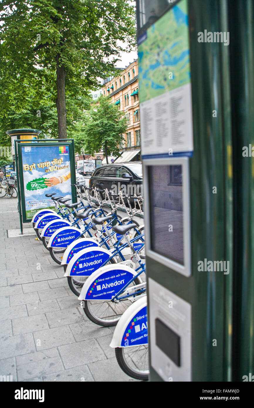 Stoccolma, Svezia città affitto biciclette acquistate con 'bike card' ©Myrleen Pearson Foto Stock