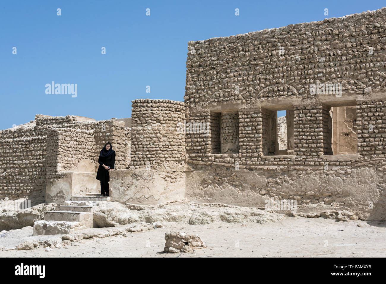 Le rovine della città antica di Harireh, Kish Island, Iran Foto Stock