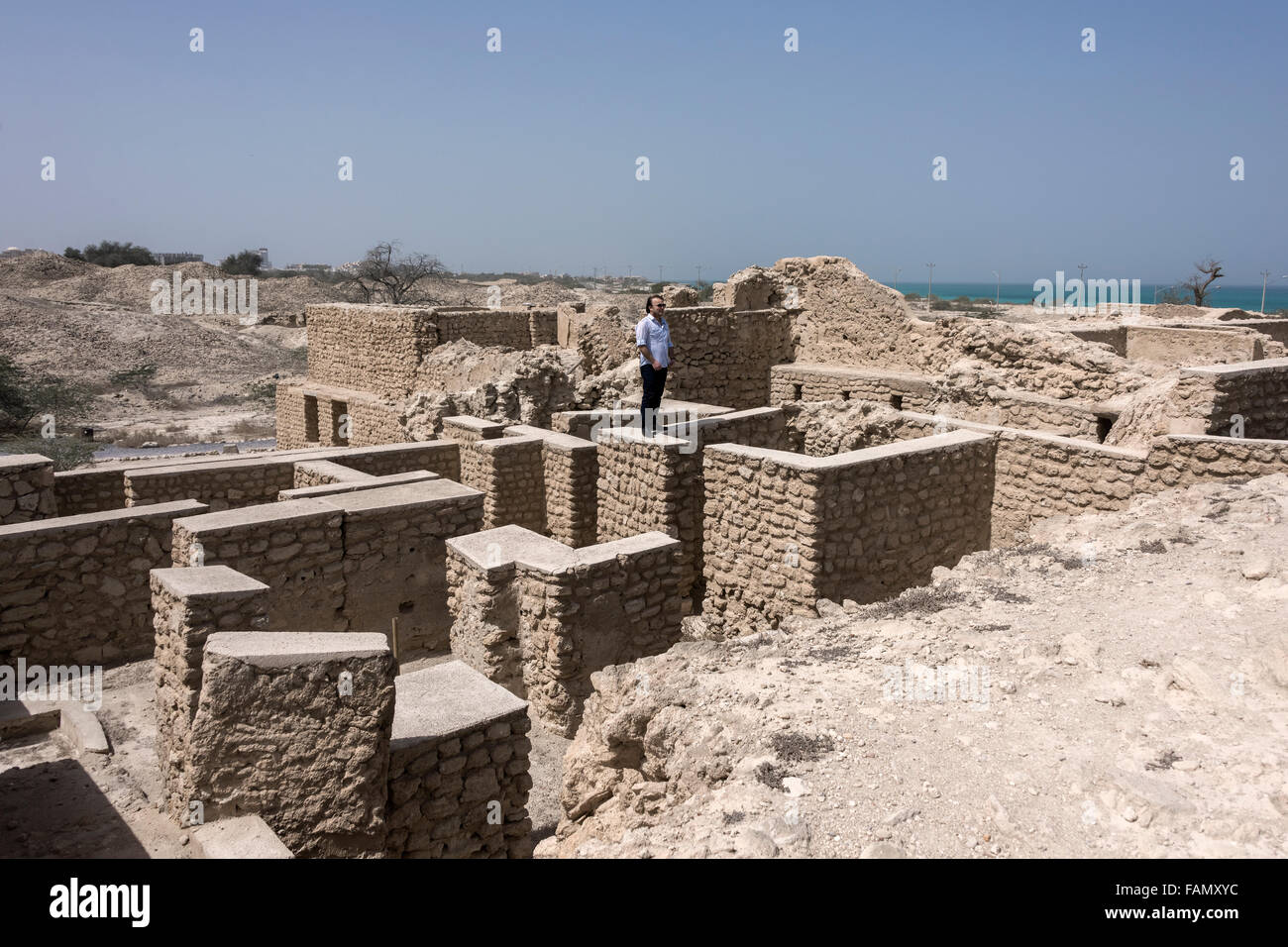 Rovine della 8C comune di Harireh, Kish Island, Iran Foto Stock