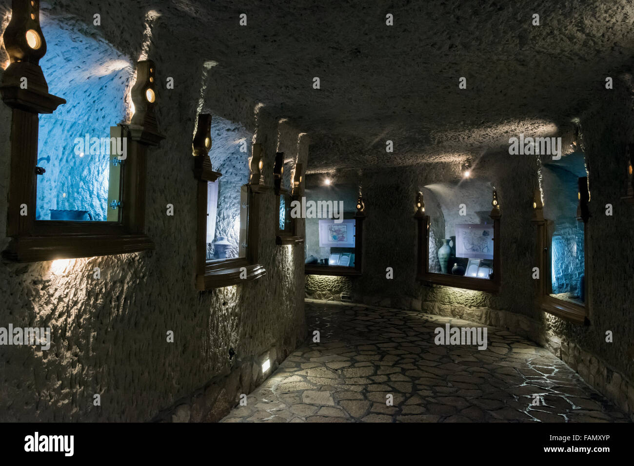 Museo sotterraneo, tagli di corallo, acquedotto, Kish Island, Iran Foto Stock