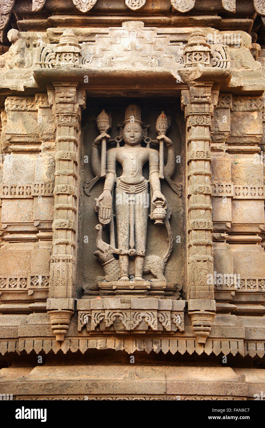 Figura scolpita in sundar Narayan Mandir, nashik, Maharashtra, India Foto Stock