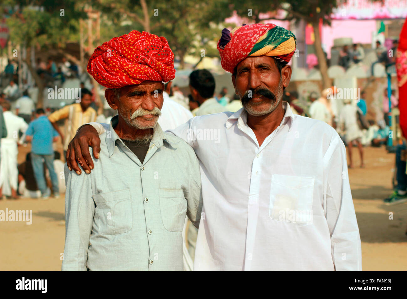 Close up di uomini di Rajasthani. Pushkar, Rajasthan Foto Stock