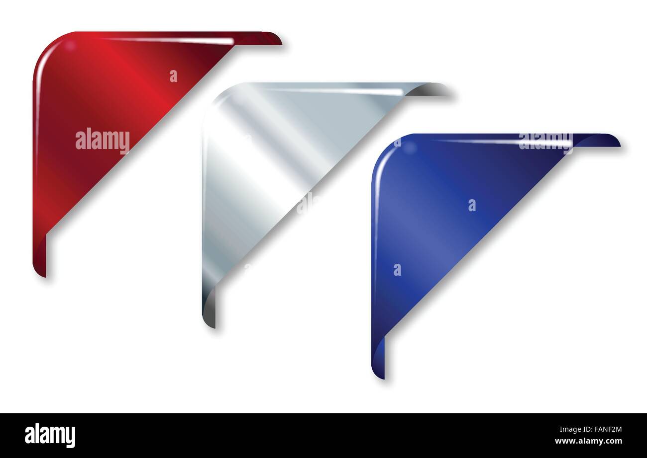 Una raccolta di pagine web di angoli in bianco e rosso bandiera blu colori sopra uno sfondo bianco Illustrazione Vettoriale