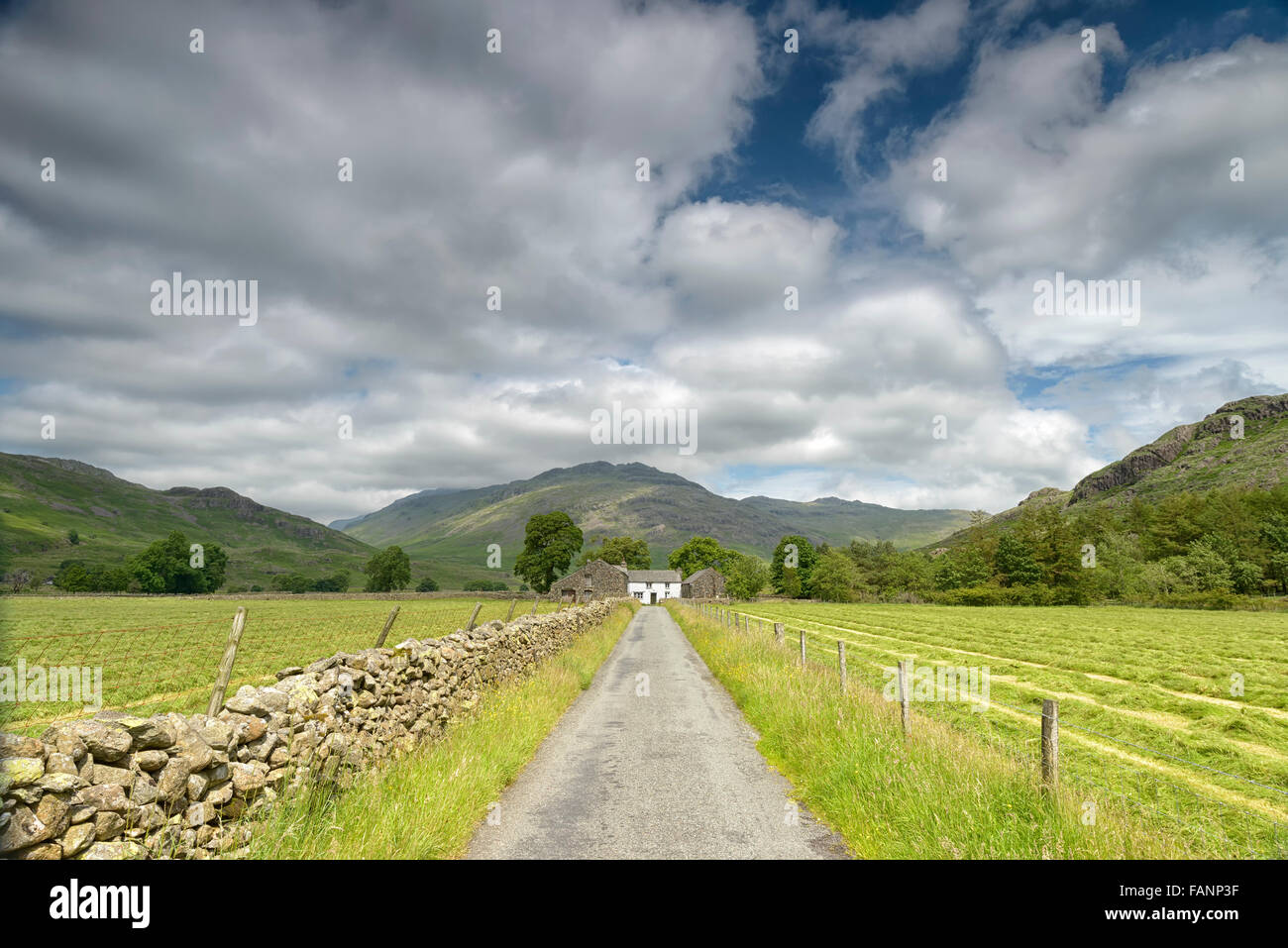 Colline e cottage Foto Stock