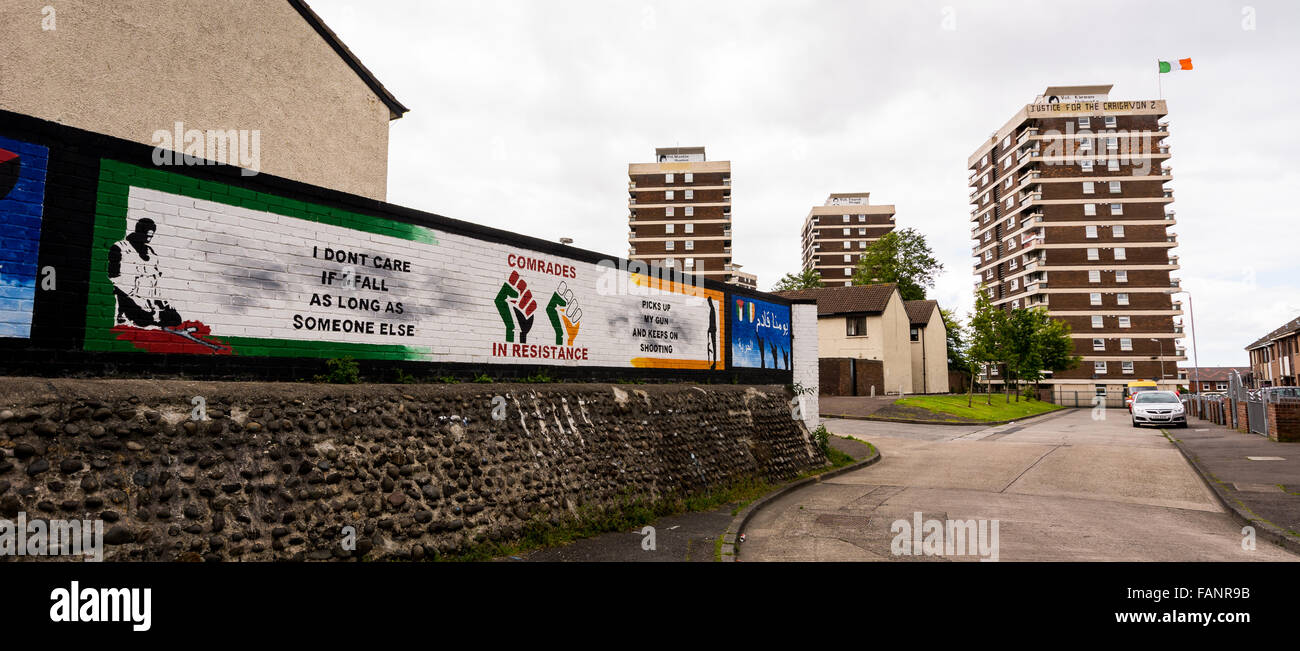 Palestina murale situato nel repubblicano irlandese nuovo Lodge Road zona di Belfast nord Foto Stock