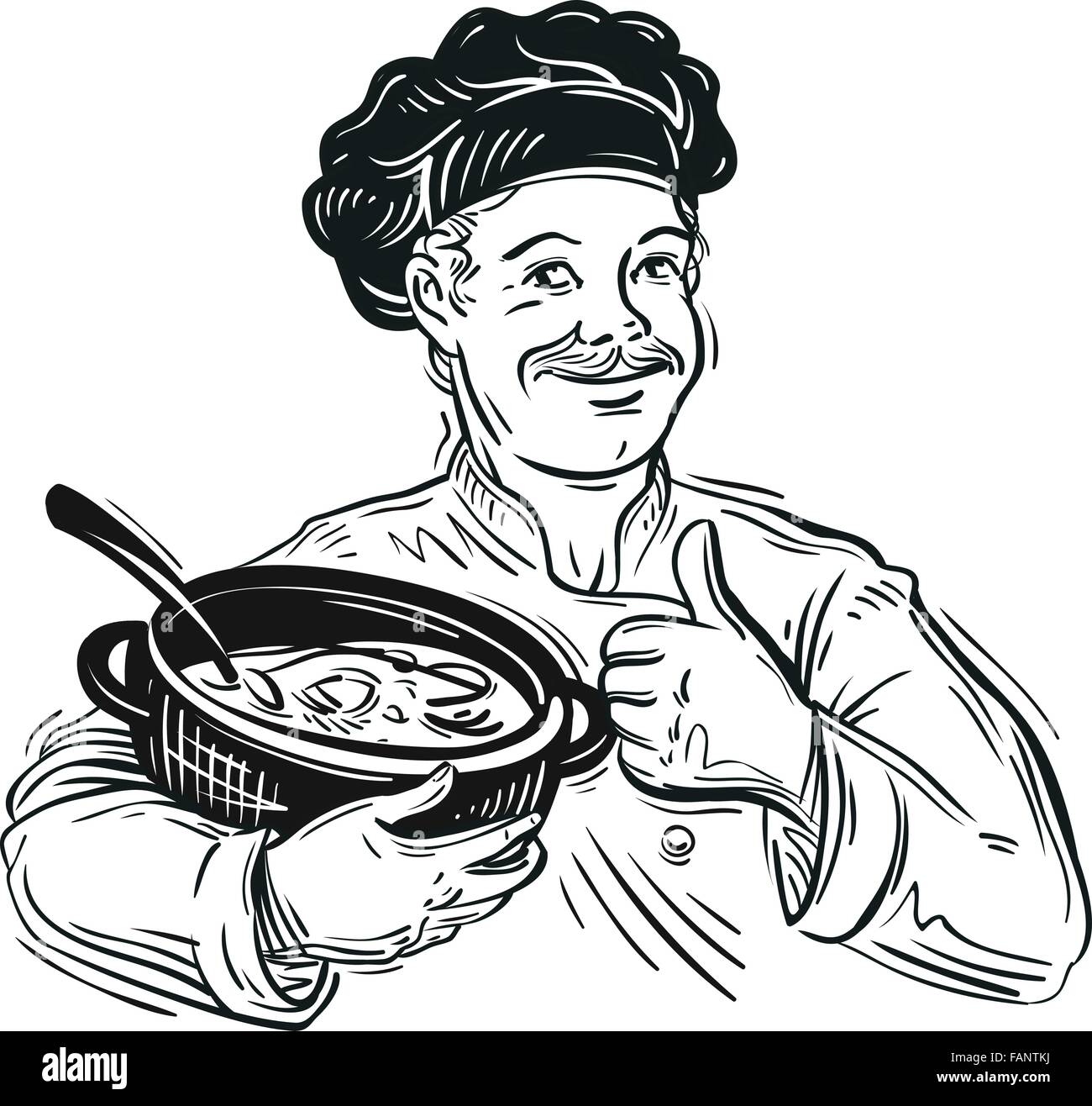 Chef e pot. illustrazione vettoriale Illustrazione Vettoriale