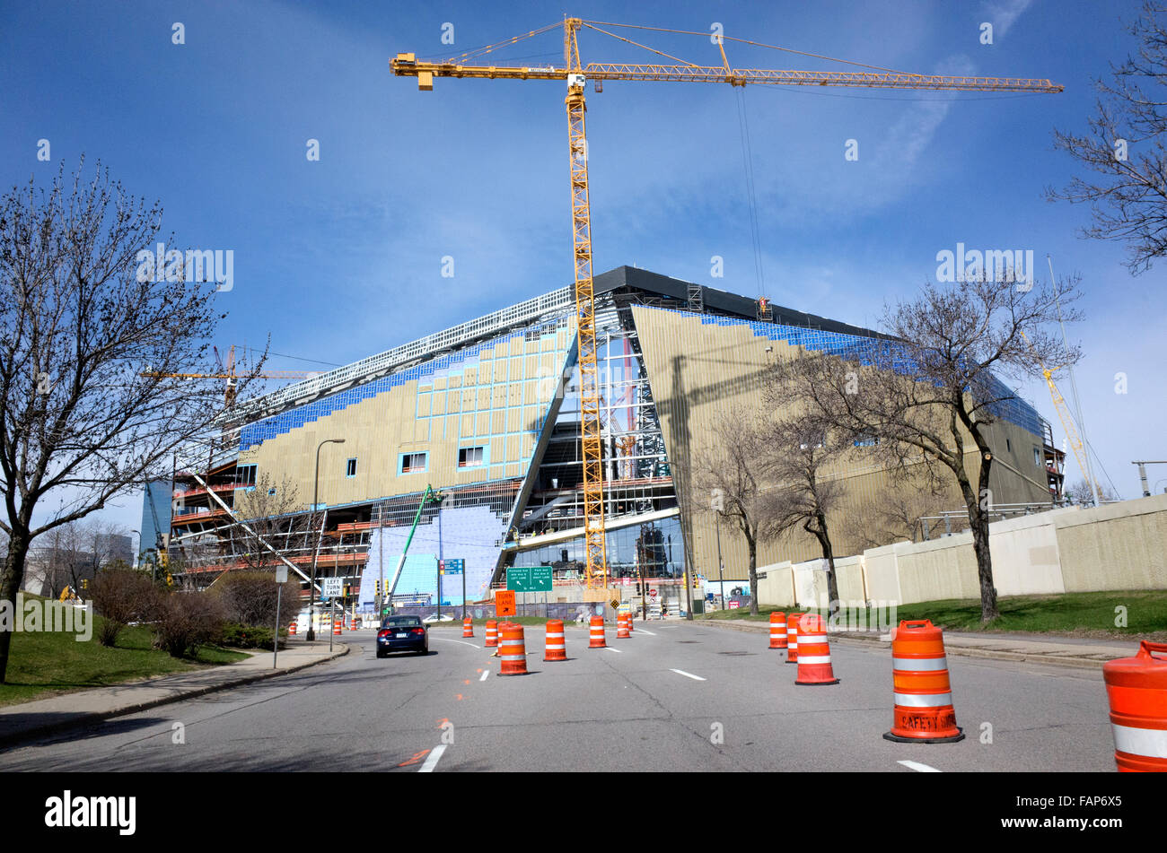 Costruzione di NFL Minnesota Viking U.S. Bank Stadium il 15 aprile 2015. Minneapolis Minnesota MN USA Foto Stock