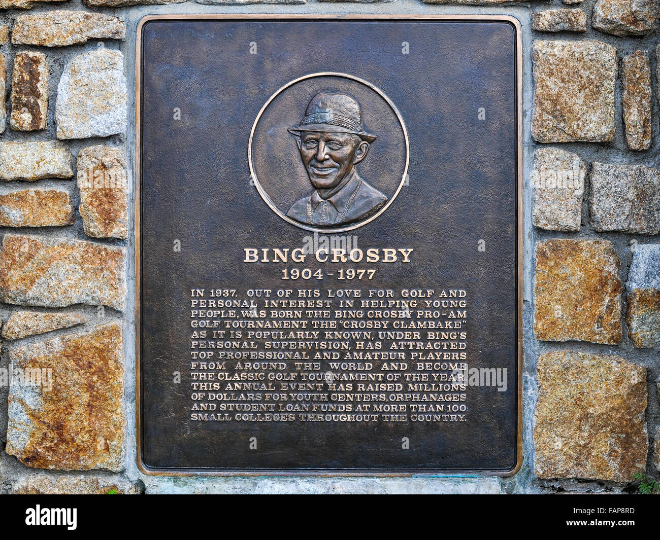 Bing Crosby placca, Pebble Beach, CA, Stati Uniti d'America Foto Stock