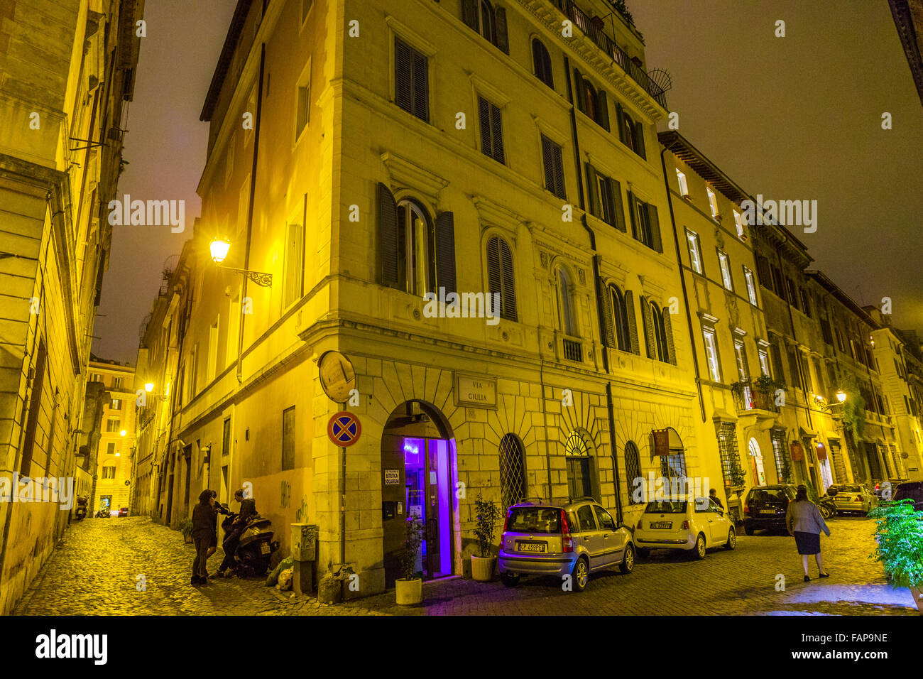 Via Giulia al crepuscolo, Roma Foto Stock