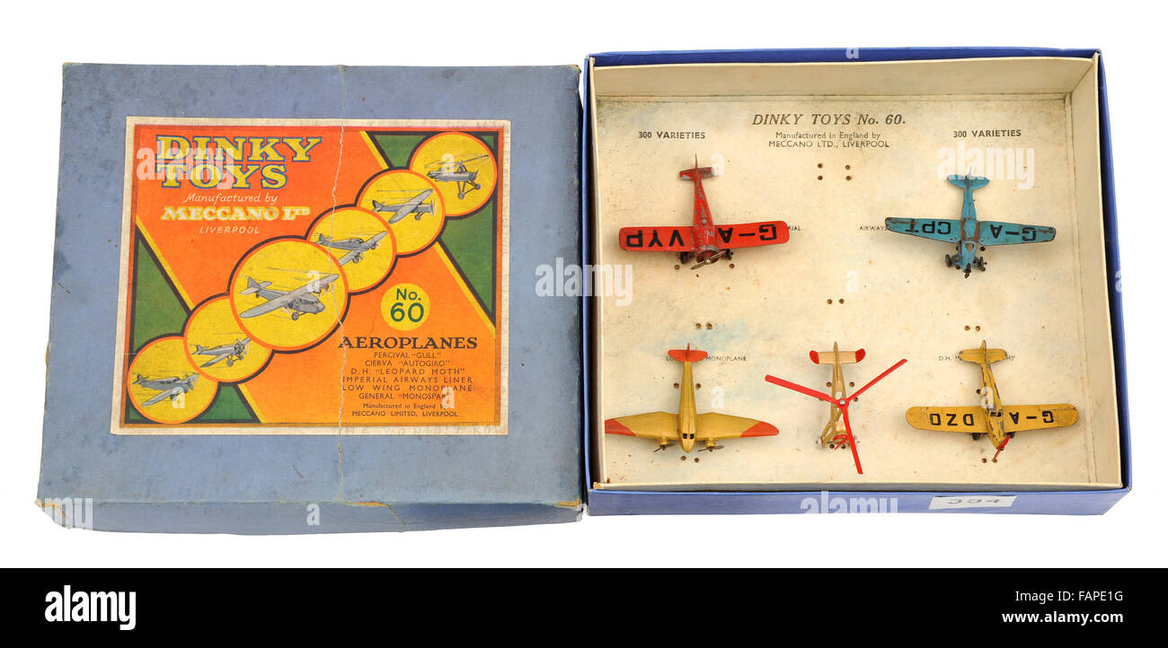 Bambini giocattoli Dinky No.60 metallo pressofuso aeroplani insieme costituito da Meccano Foto Stock