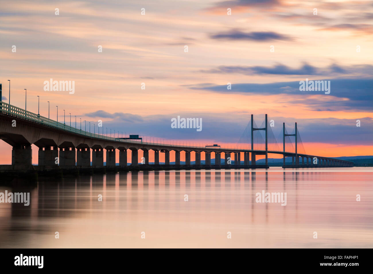 Secondo Severn attraversando il ponte, South East Wales, Regno Unito Foto Stock