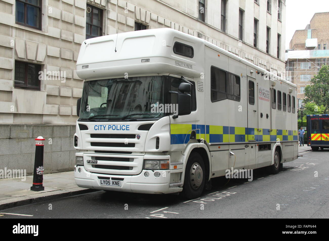 Una della polizia della città di cavalli in box carrello A LONDRA Foto Stock