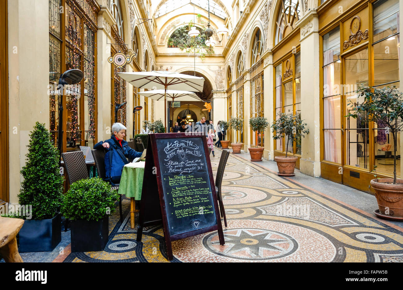 Ristorante al passaggio coperto Galerie Vivienne vicino al Palais Royal, galleria, Parigi, Francia. Foto Stock