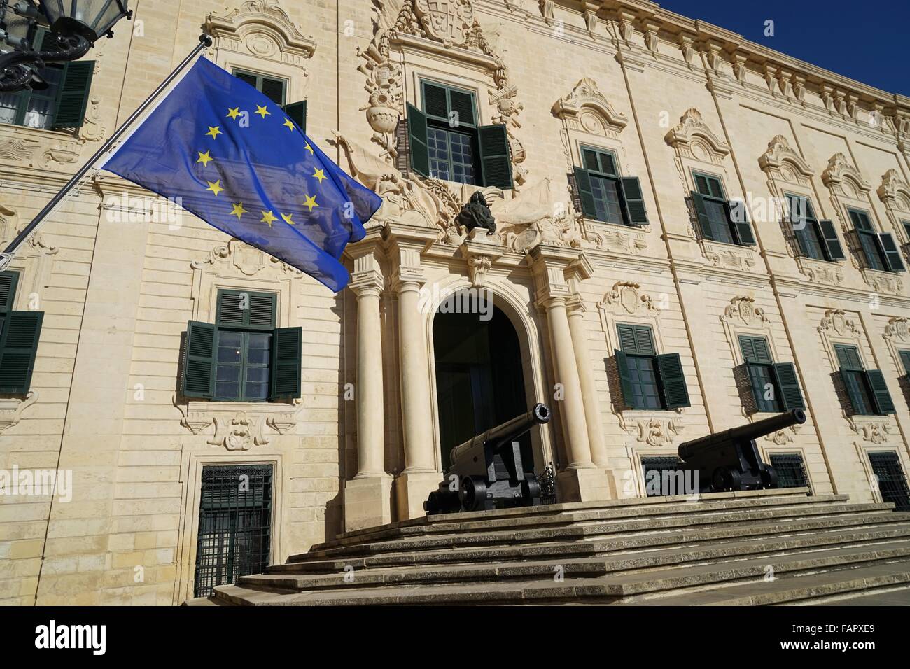 Malta Presidente maltese visita presidenziale degli edifici e l'esercito Foto Stock