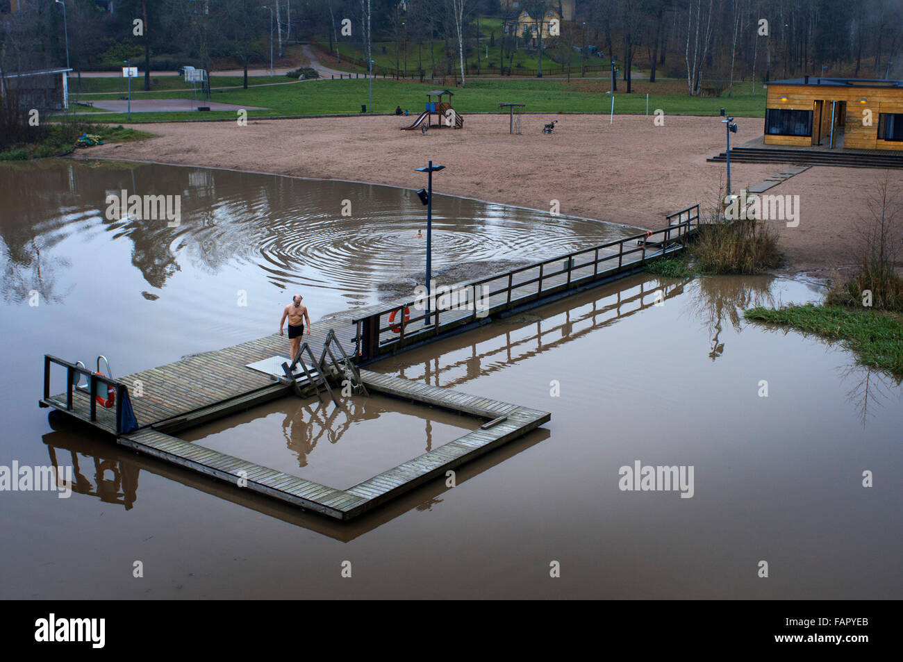Sauna privata Tikkakoski a nord della città di Helsinki, Lakeside Vanhankaupunginselkä, vicino alla città di Oulunkylä Aggelby, Finla Foto Stock