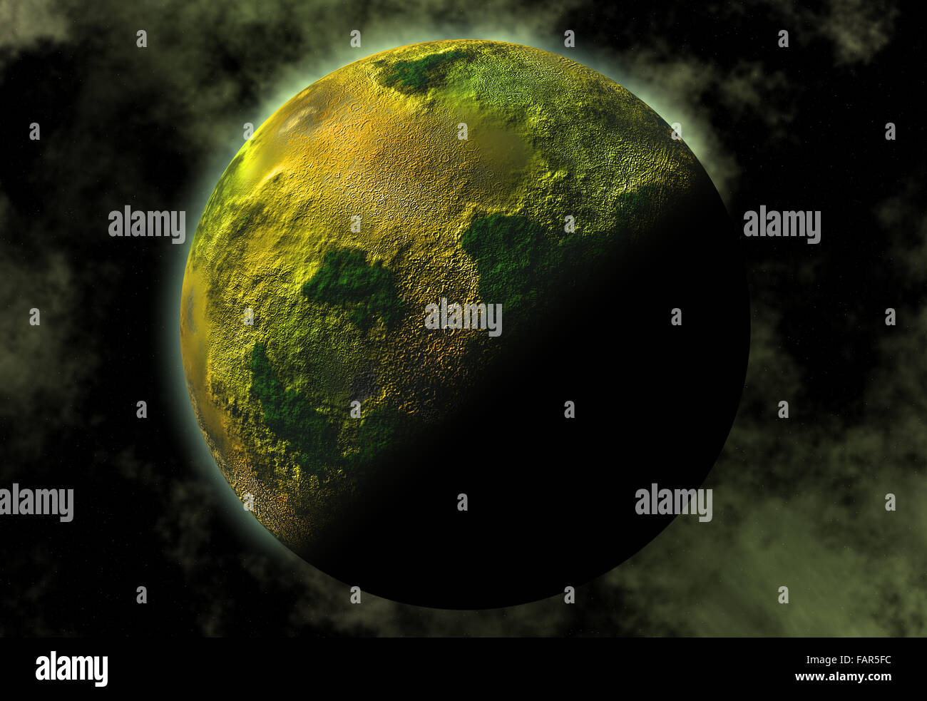 Green Planet Earth con ambiente stellato Foto Stock