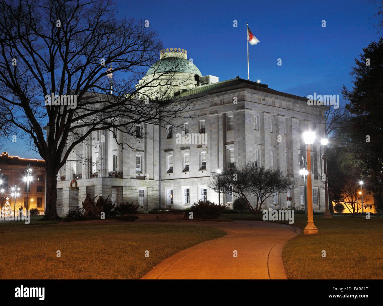 State Capitol, Raleigh, North Carolina, di notte. Foto Stock