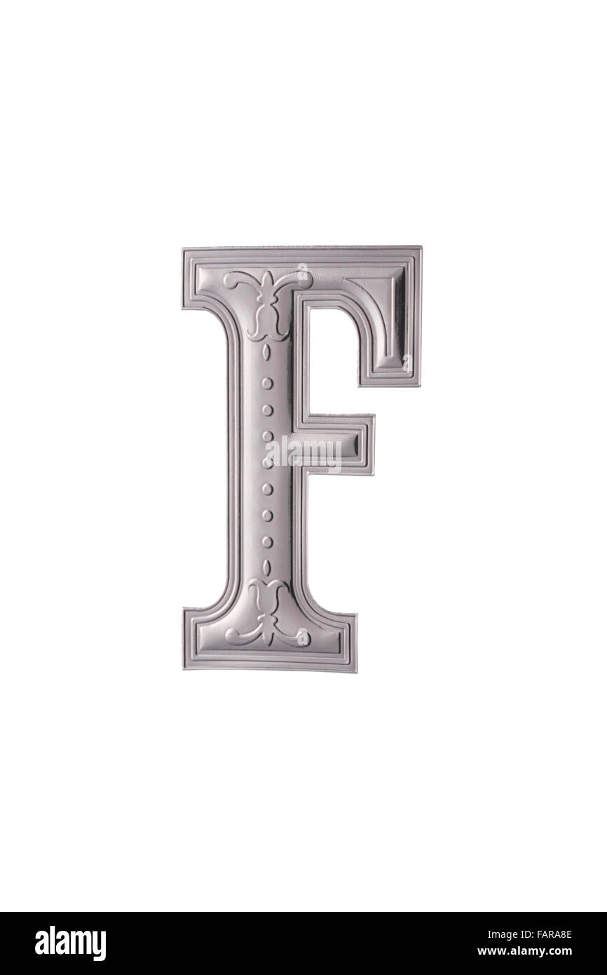 Immagine stock del colore argento alfabeto f Foto Stock