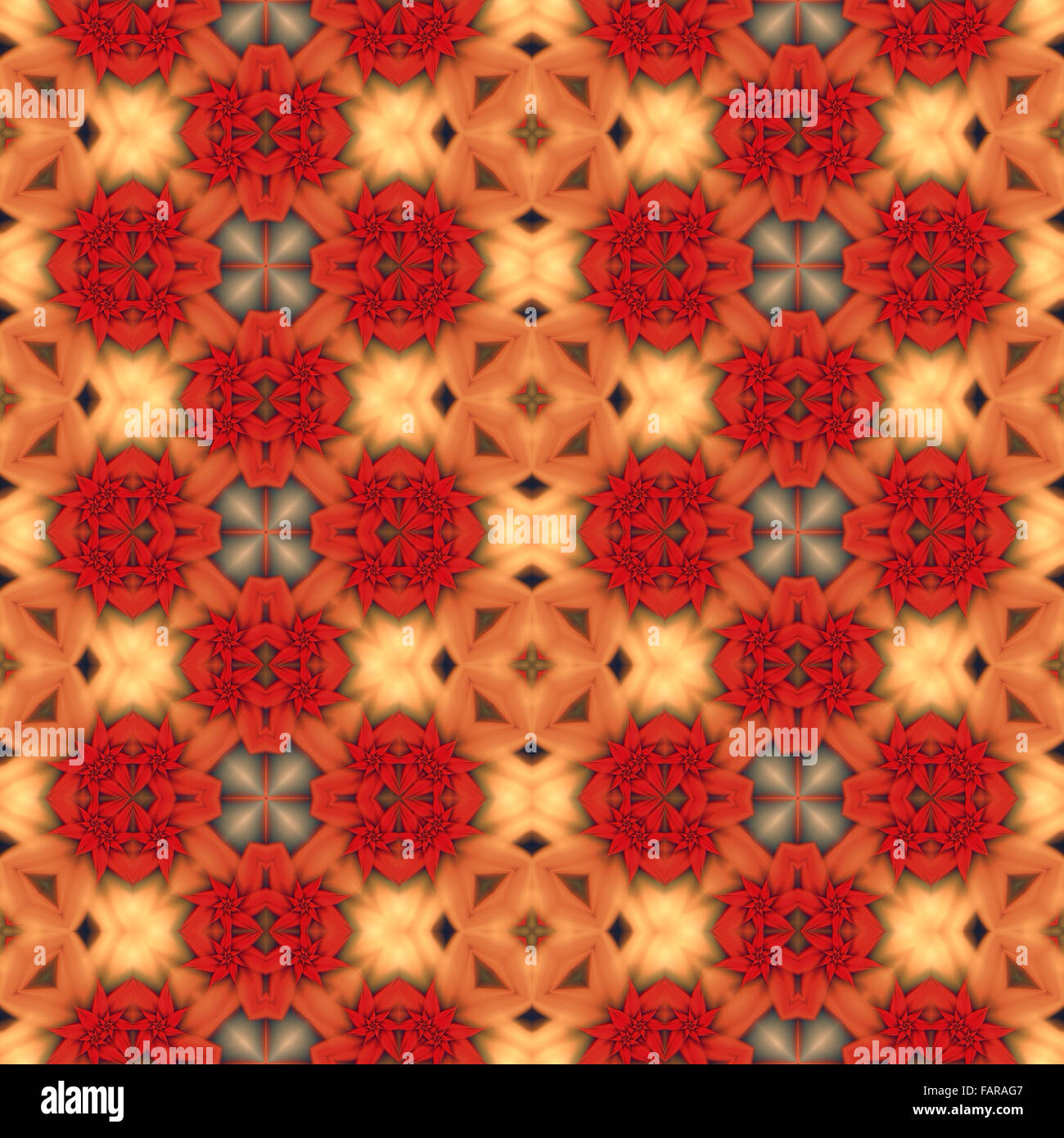 Seamless fiore rosso sfondo frattale o pattern Foto Stock