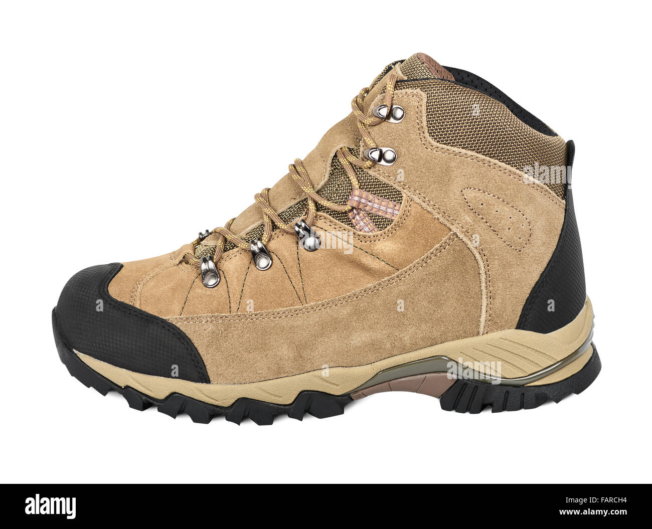Uno outdoor escursionismo scarpa su uno sfondo bianco Foto Stock