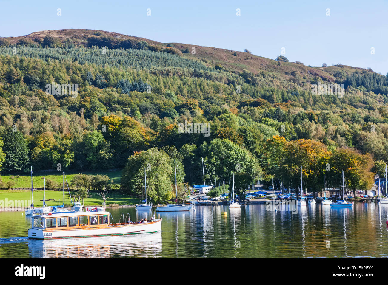 Inghilterra, Cumbria, Lake District, Windermere, Lakeside, Lakeside a Newby Bridge Ferry Foto Stock