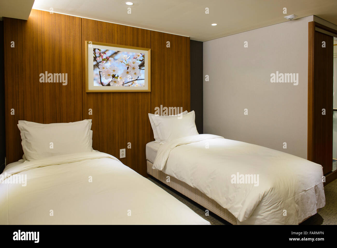 Hotel Twin room interior Foto Stock