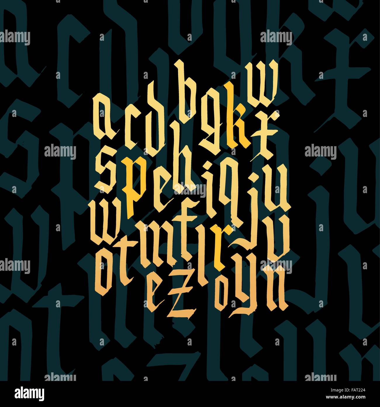 Composizione di lettere minuscole blackletter font gotico. Illustrazione Vettoriale