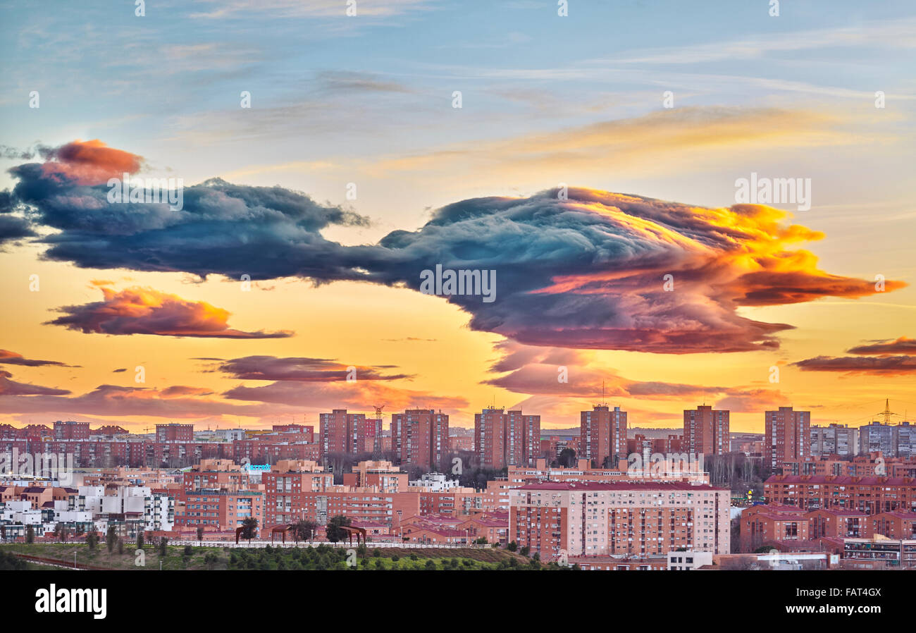 Villaverde quartiere vista panoramica. Madrid, Spagna Foto Stock