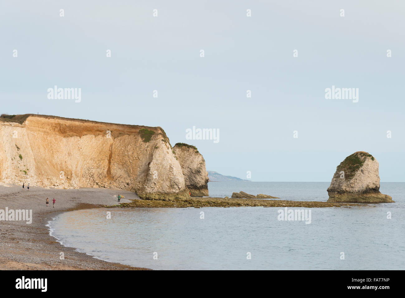 La spiaggia, le scogliere e il mare a Freshwater Bay Isle of Wight REGNO UNITO Foto Stock