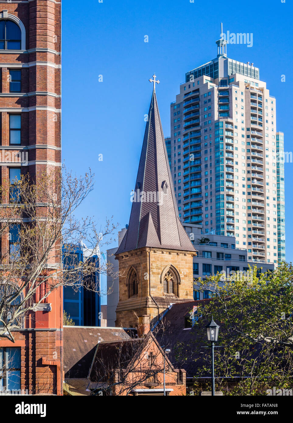 Australia, Nuovo Galles del Sud di Sydney, il campanile della Chiesa di Cristo San Lorenzo a piazza della stazione Foto Stock