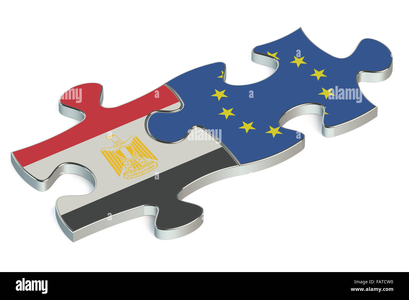 Egitto e Unione europea puzzle dalle bandiere Foto Stock