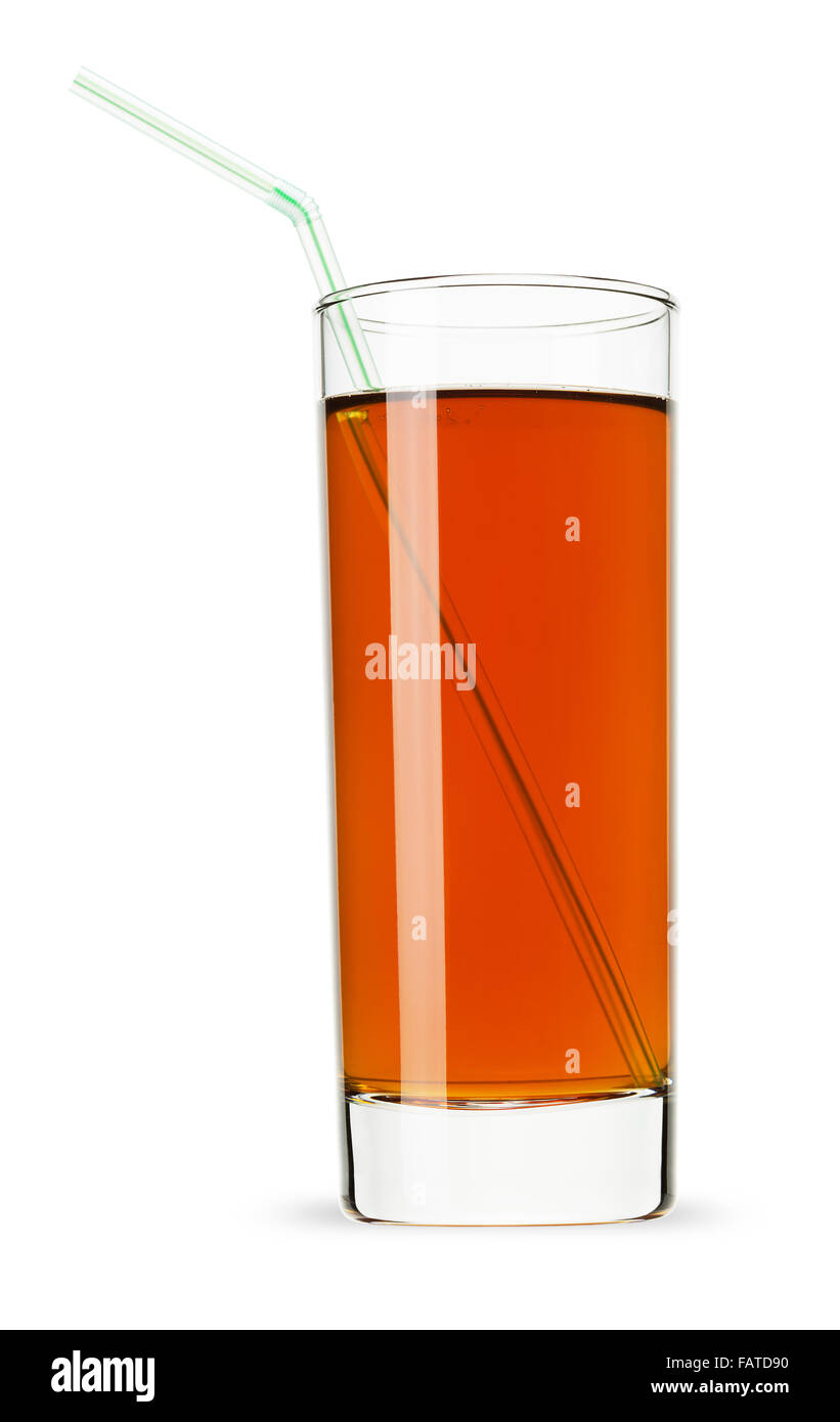 Bicchiere di succo di mela sullo sfondo bianco. Foto Stock