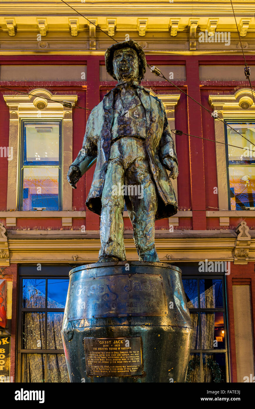 Jack gassosa statua, Gastown, Vancouver, British Columbia, Canada Foto Stock