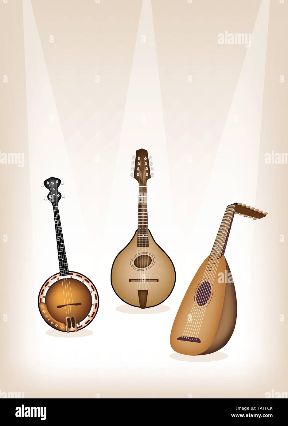 Strumento musicale, un'illustrazione di un bellissimo ed antico strumento  musicale stringhe, Bluegrass mandolino, banjo e liuto su Beaut Immagine e  Vettoriale - Alamy