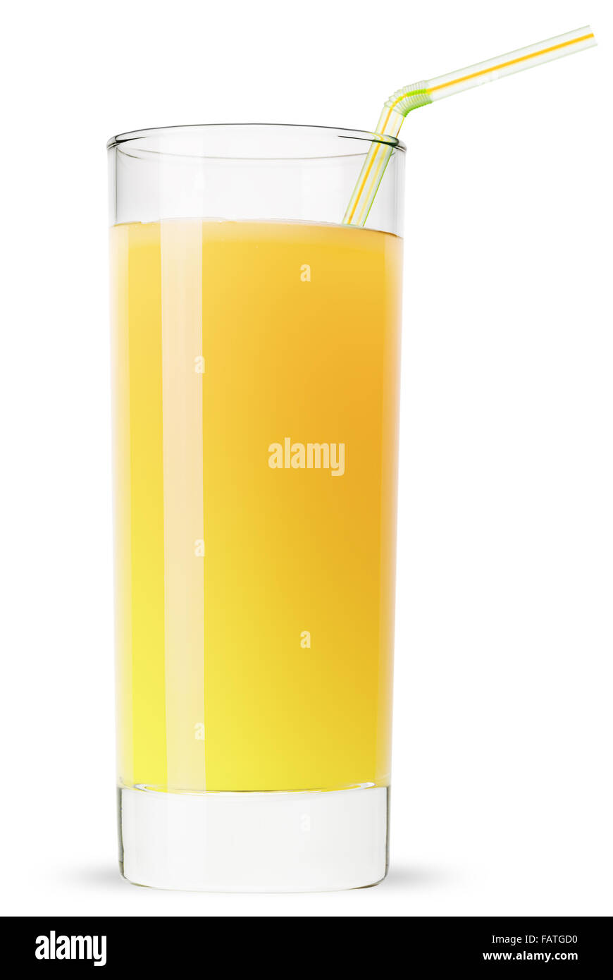 Bicchiere di succo di mela isolati su sfondo bianco. Foto Stock