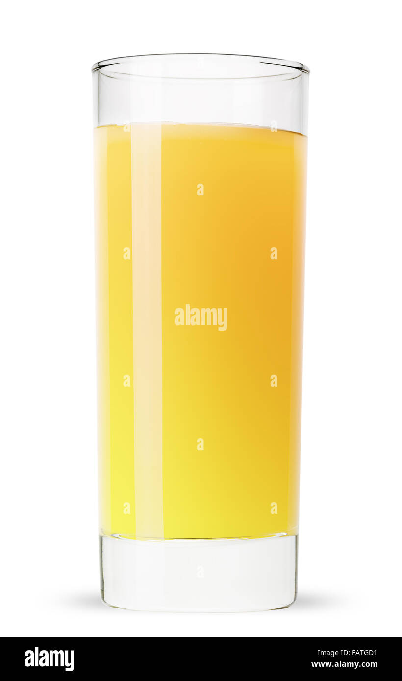 Bicchiere di succo di mela isolati su sfondo bianco. Foto Stock