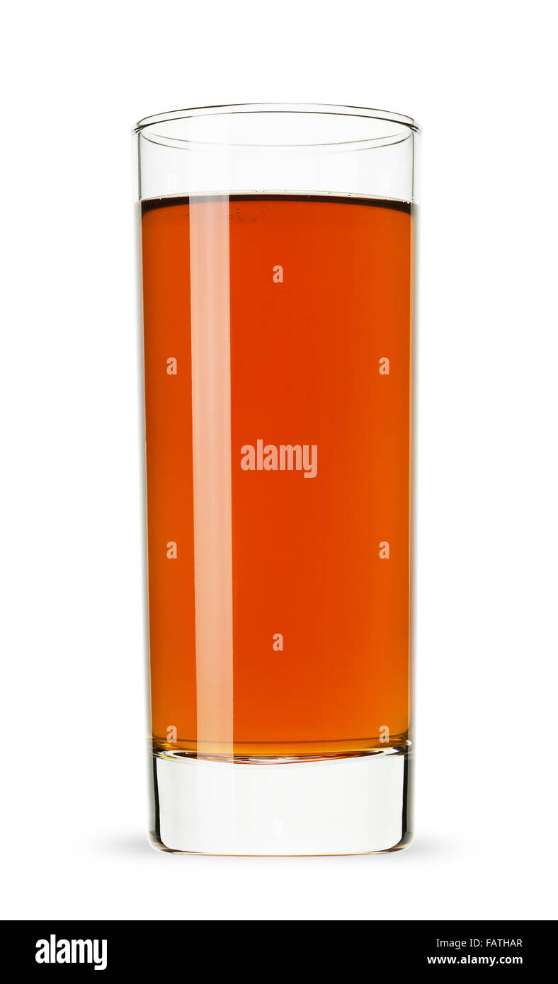 Bicchiere di succo di mela sullo sfondo bianco. Foto Stock