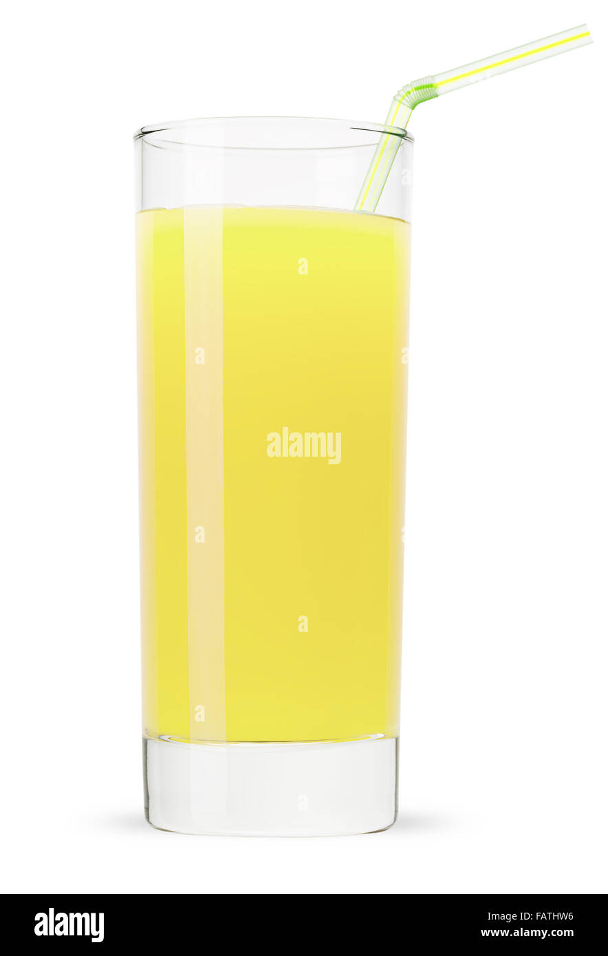 Bicchiere di succo di limone isolati su sfondo bianco. Foto Stock