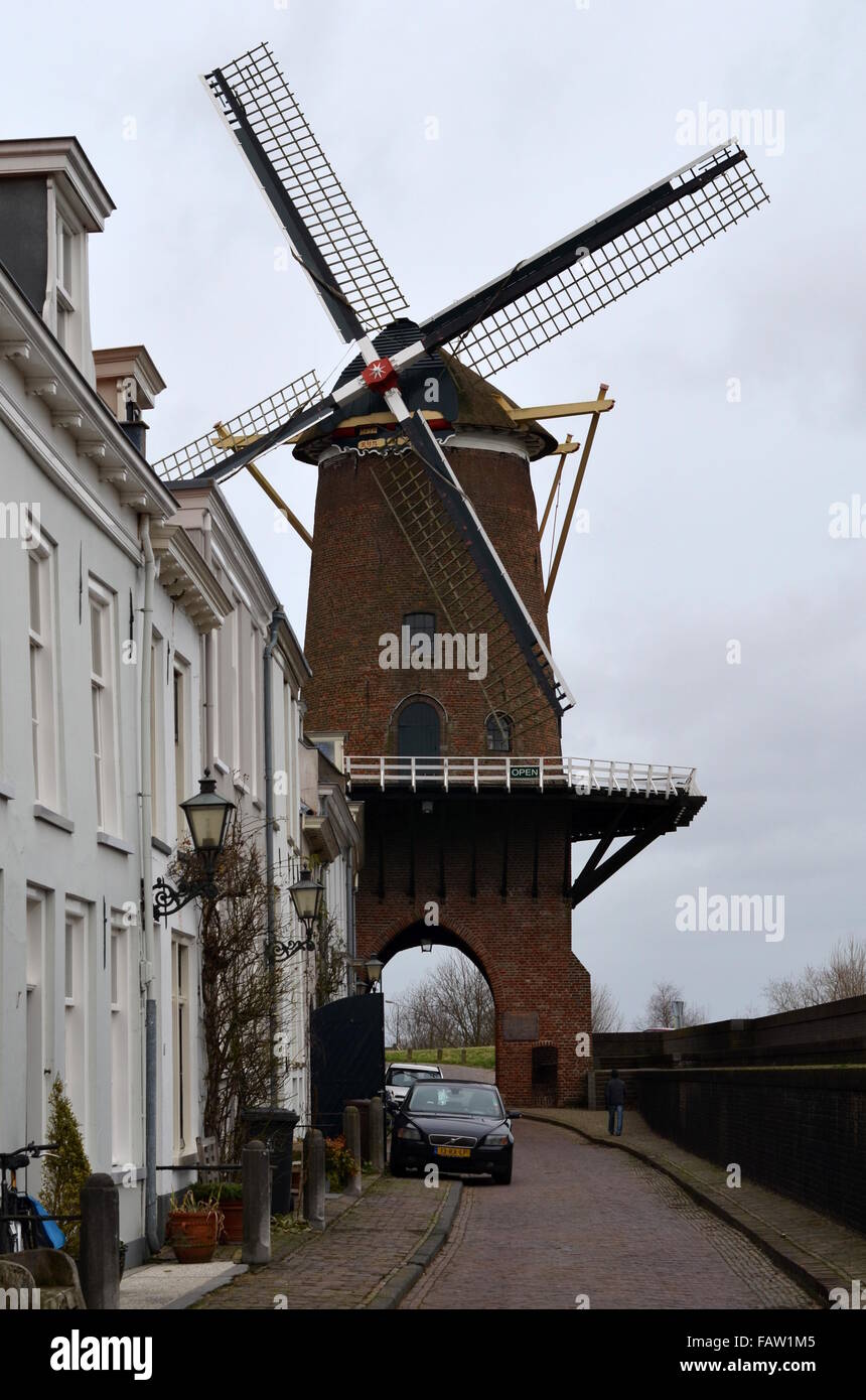Mulino a vento "Rijn en Lek' in Wijk bij Duurstede, Paesi Bassi Foto Stock