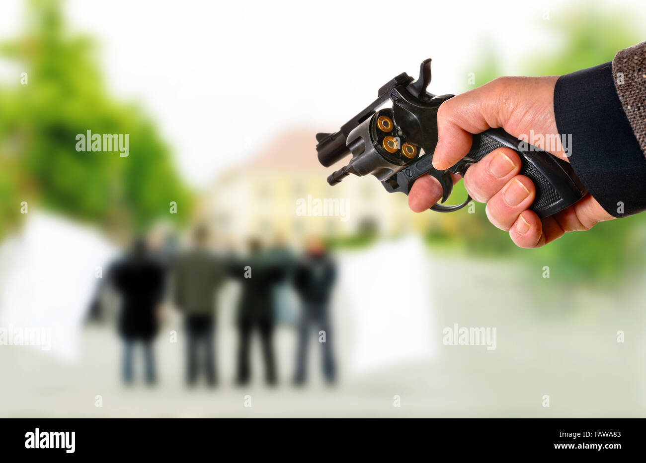 Un killer punti sulla riunione politica Foto Stock