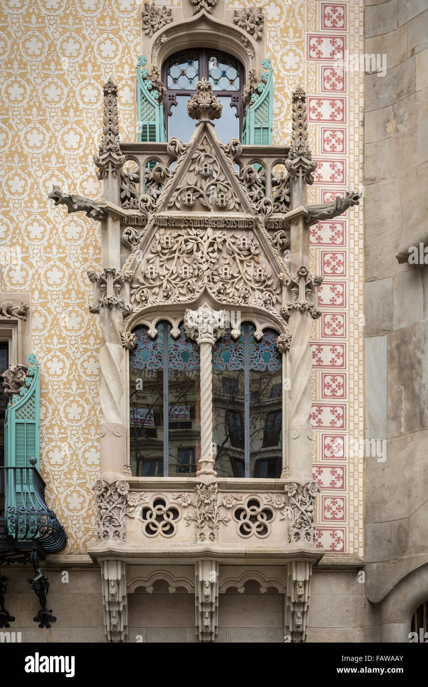 Architettura finestra, Passeig de Gràcia, Barcelona, Spagna. Foto Stock