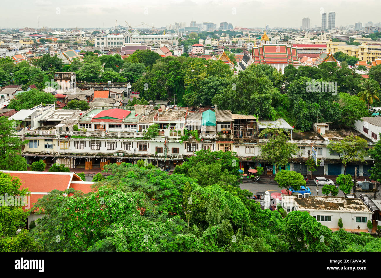 Bangkok (Thailandia) skyline panorama dal Golden Mount Foto Stock