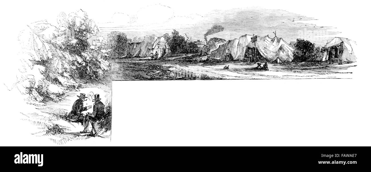 Accampamenti di sorprendente Pitmen; il grande sciopero del Northumberland e Durham bacino 1844 Illustrated London News Foto Stock