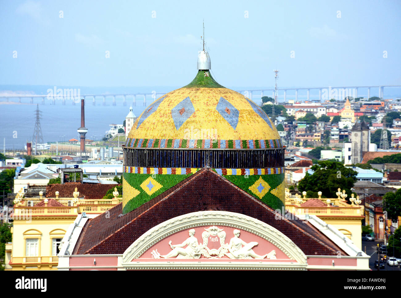 Teatro dell'Opera, Amazonas fronte dettagli Manaus Brazil Foto Stock