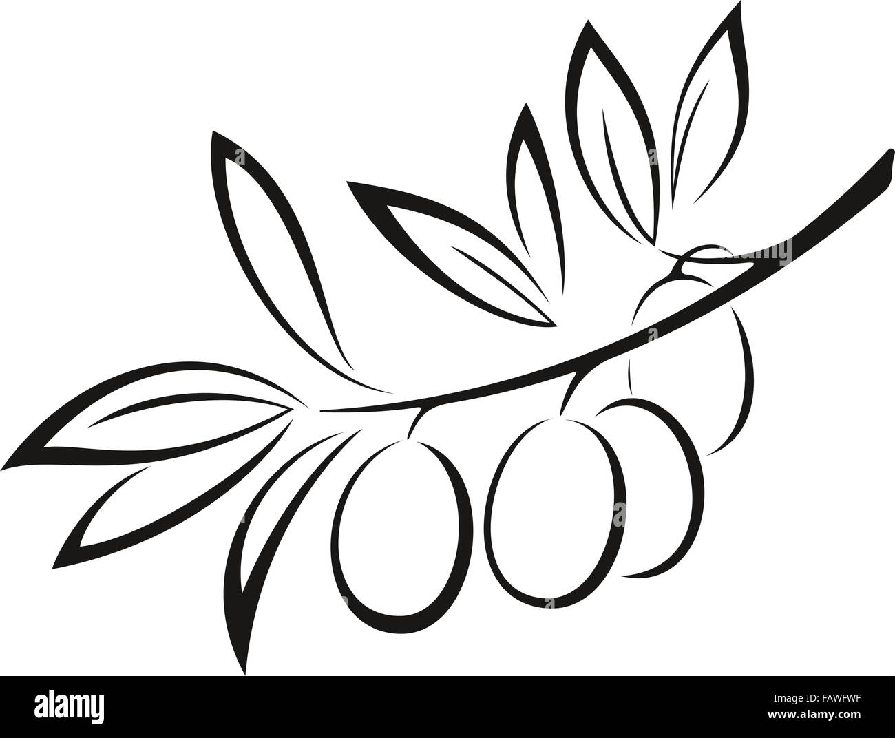 Olive Branch con bacche icona nera Illustrazione Vettoriale